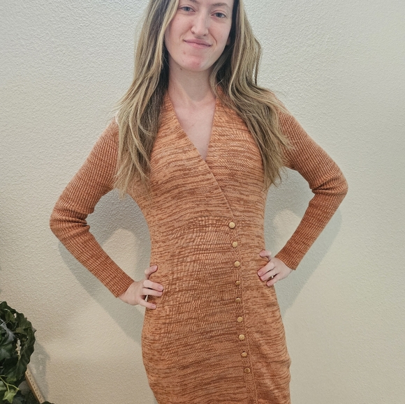 OBEY WORLDWIDE Pretty Fancy Orange Fall Dress NWT - Picture 6 of 16